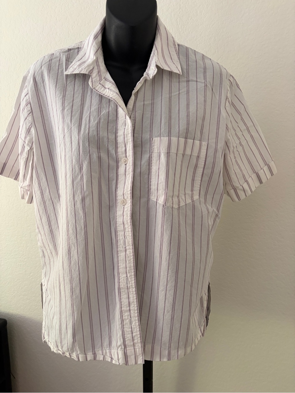 Madewell Women’s Striped Short Sleeve Button-Down Shirt, size S
